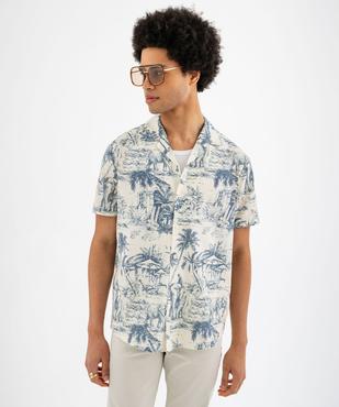 Chemise manches courtes imprimée à col cubain homme vue5 - GEMO 4G HOMME - GEMO