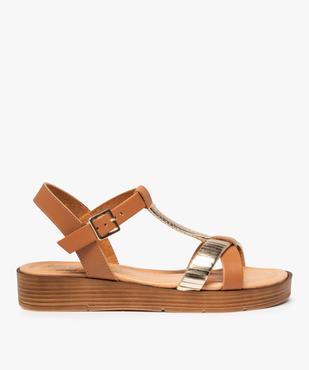 Sandales femme à talon compensé et dessus cuir – Tanéo vue1 - TANEO - GEMO