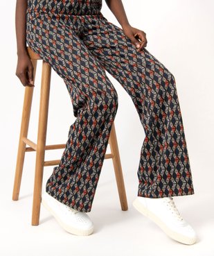 Pantalon large en maille à motifs graphiques femme vue1 - GEMO(FEMME PAP) - GEMO