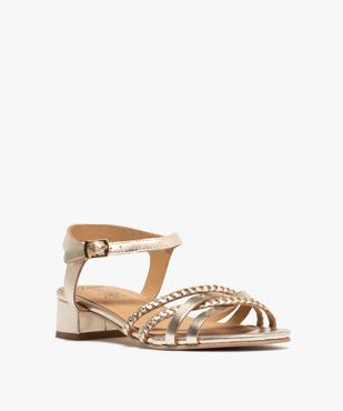 Sandales en cuir multibrides à talon large femme - Tanéo vue2 - TANEO - GEMO