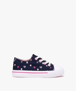 Tennis fille en toile imprimée fermeture lacets élastiques vue1 - GEMO 4G FILLE - GEMO