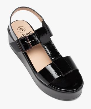 Sandales femme compensées à larges brides vernies vue5 - GEMO(URBAIN) - GEMO