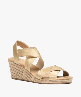 Sandales femme unies à talon compensé et brides élastiques vue2 - VALENTINA BALDA - GEMO