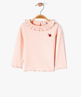 Tee-shirt à manches longues avec finitions volantées bébé fille vue1 - GEMO(BEBE DEBT) - GEMO