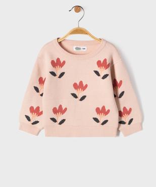 Pull en maille épaisse à motifs fleuris bébé fille vue1 - GEMO(BEBE DEBT) - GEMO