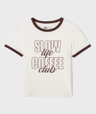 Tee-shirt manches courtes avec inscription fille vue3 - GEMO