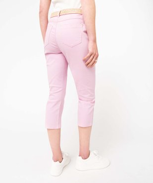 Pantacourt femme en toile denim avec ceinture tressée vue3 - GEMO 4G FEMME - GEMO