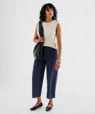 Pantacourt ample et souple à rayures femme vue4 - GEMO(FEMME PAP) - GEMO