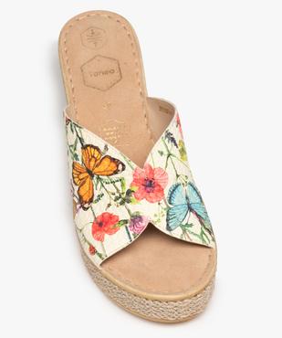 Mules femme à talon compensé dessus cuir imprimé - Tanéo vue5 - TANEO - GEMO