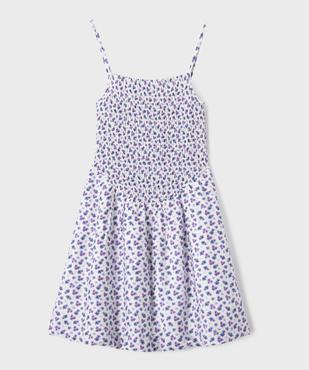 Robe à bretelles à motifs fleuris avec buste smocké fille vue1 - GEMO (JUNIOR) - GEMO
