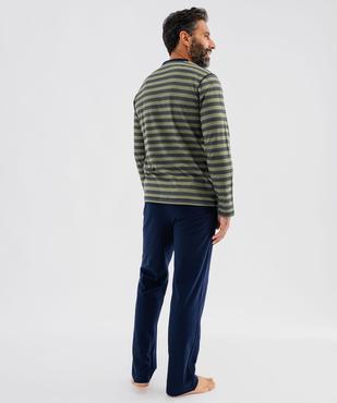 Pyjama en jersey de coton à col tunisien homme vue3 - GEMO 4G HOMME - GEMO