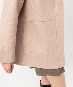 Manteau court zippé à capuche doublée sherpa femme vue2 - GEMO(FEMME PAP) - GEMO