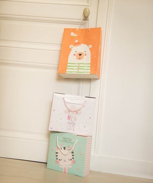Pochette cadeau bébé avec motif ours polaire en papier recyclé vue6 - GEMO 4G BEBE - GEMO