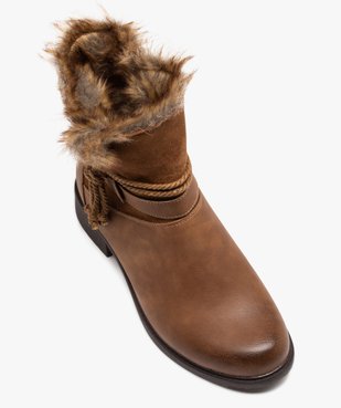 Boots femme unies avec intérieur fourré en peluche et corde nouée  vue5 - GEMO (CONFORT) - GEMO