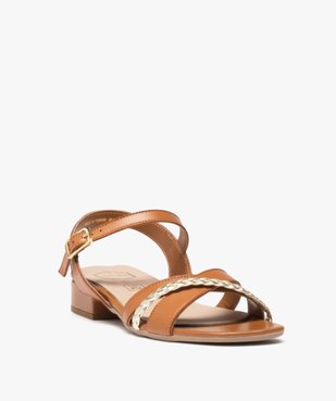 Sandale femme dessus en cuir à petit talon carré - TANEO vue2 - TANEO - GEMO
