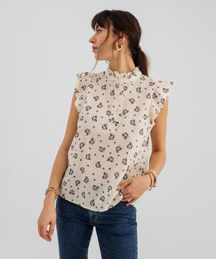 Blouse sans manches en voile de coton fleuri femme vue1 - GEMO(FEMME PAP) - GEMO