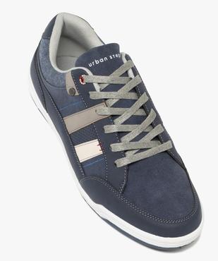 Baskets homme style denim avec bandes latérales et à lacets vue6 - URBAN STEPS - GEMO