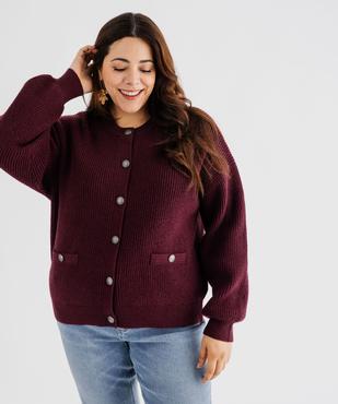 Gilet à col rond en grosse maille femme grande taille vue1 - GEMO (G TAILLE) - GEMO