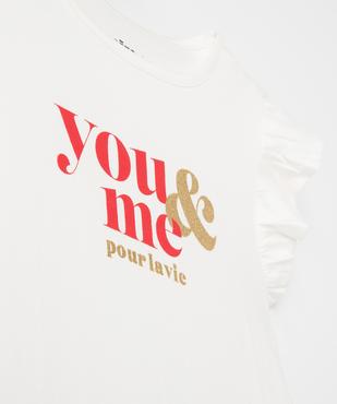 Tee-shirt sans manches avec inscription pailletée fille vue2 - GEMO 4G FILLE - GEMO