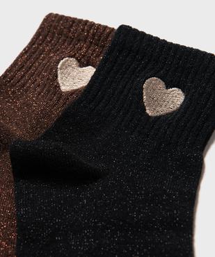 Chaussettes basses pailletées avec cœur brodé femme (lot de 2 paires) vue2 - GEMO(HOMWR FEM) - GEMO