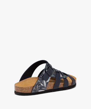 Mules femme à talon plat  et brides multiples imprimées vue4 - GEMO 4G FEMME - GEMO
