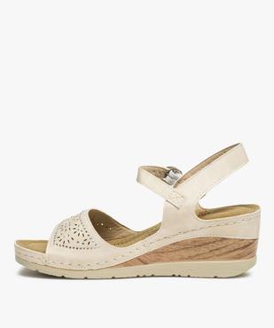 Sandales femme confort à talon dessus ajouré et strass vue3 - GEMO (CONFORT) - GEMO