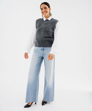Jean Wide leg strass femme vue4 - GEMO 4G FEMME - GEMO