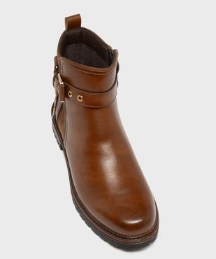 Boots femme à zip et détails suédés avec bride fantaisie  vue12 - GEMO (CASUAL) - GEMO