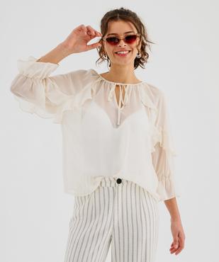 Blouse en voile à manches 3/4 et volants femme vue2 - GEMO(FEMME PAP) - GEMO
