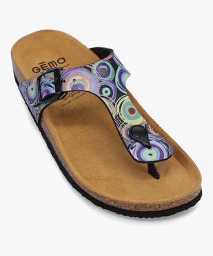 Mules femme à talon plat et bride entre-doigts imprimée vue5 - GEMO (CASUAL) - GEMO