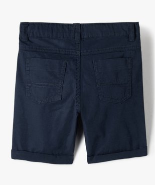 Bermuda garçon en coton twill uni à revers vue4 - GEMO 4G GARCON - GEMO