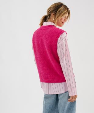 Pull sans manches coupe loose en maille douce femme vue3 - GEMO(FEMME PAP) - GEMO