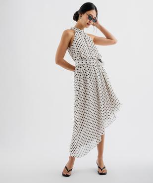 Robe longue sans manches asymétrique à pois femme vue4 - GEMO(FEMME PAP) - GEMO