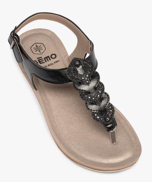 Sandales femme métallisées à bride entre-doigts tressée vue5 - GEMO (CASUAL) - GEMO