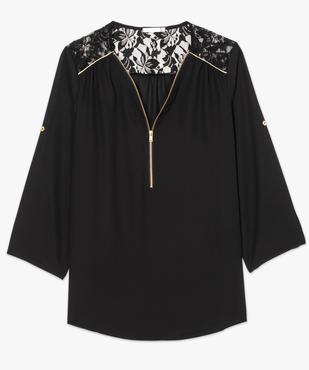 Blouse fluide décolleté zippé, manches 3/4 et dentelle vue4 - GEMO(FEMME PAP) - GEMO