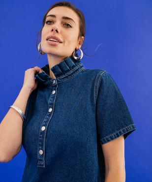 Robe en jean courte à col victorien femme vue5 - GEMO 4G FEMME - GEMO