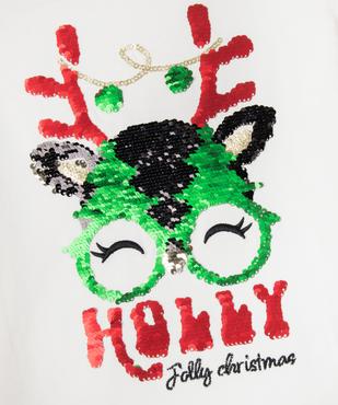 Tee-shirt à manches courtes spécial Noël à sequins réversibles fille vue2 - GEMO 4G FILLE - GEMO