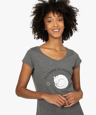 Chemise de nuit imprimée à manches courtes femme vue2 - GEMO 4G FEMME - GEMO