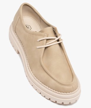 Derbies femme unis à lacets et semelle crantée vue5 - GEMO (CASUAL) - GEMO