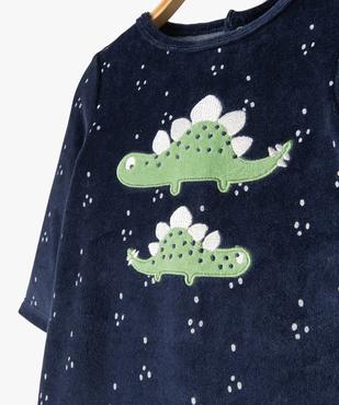 Pyjama bébé en velours imprimé dino avec ouverture pont-dos vue2 - GEMO(BB COUCHE) - GEMO