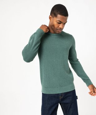 Pull col rond en coton uni homme vue1 - GEMO (HOMME) - GEMO