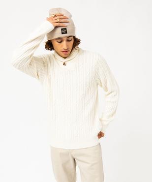 Pull col châle en maille torsadée homme vue2 - GEMO (HOMME) - GEMO