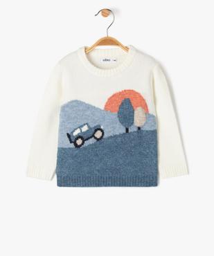 Pull en maille avec motif voiture bébé garçon vue2 - GEMO(BEBE DEBT) - GEMO