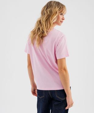 Tee-shirt manches courtes col rond uni en coton femme vue2 - GEMO 4G FEMME - GEMO