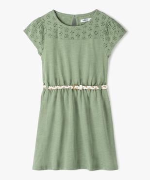 Robe fille avec haut en broderie anglaise et ceinture tressée vue2 - GEMO (ENFANT) - GEMO