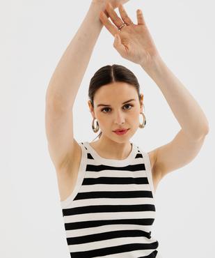 Débardeur en maille côtelée à rayures femme vue1 - GEMO 4G FEMME - GEMO