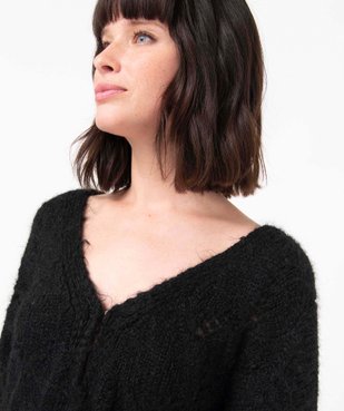 Gilet femme en maille fantaisie ajourée vue2 - GEMO(FEMME PAP) - GEMO