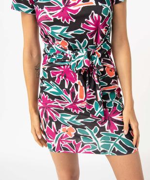 Robe femme à manches courtes avec pans à nouer  vue2 - GEMO(FEMME PAP) - GEMO