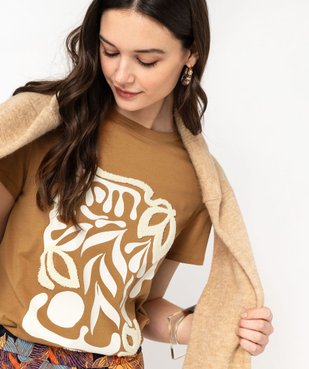 Tee-shirt à manches courtes avec motif en relief femme vue1 - GEMO(FEMME PAP) - GEMO