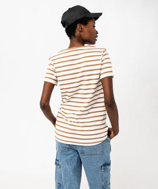 Tee-shirt femme rayé à manches courtes et col rond vue3 - GEMO(FEMME PAP) - GEMO